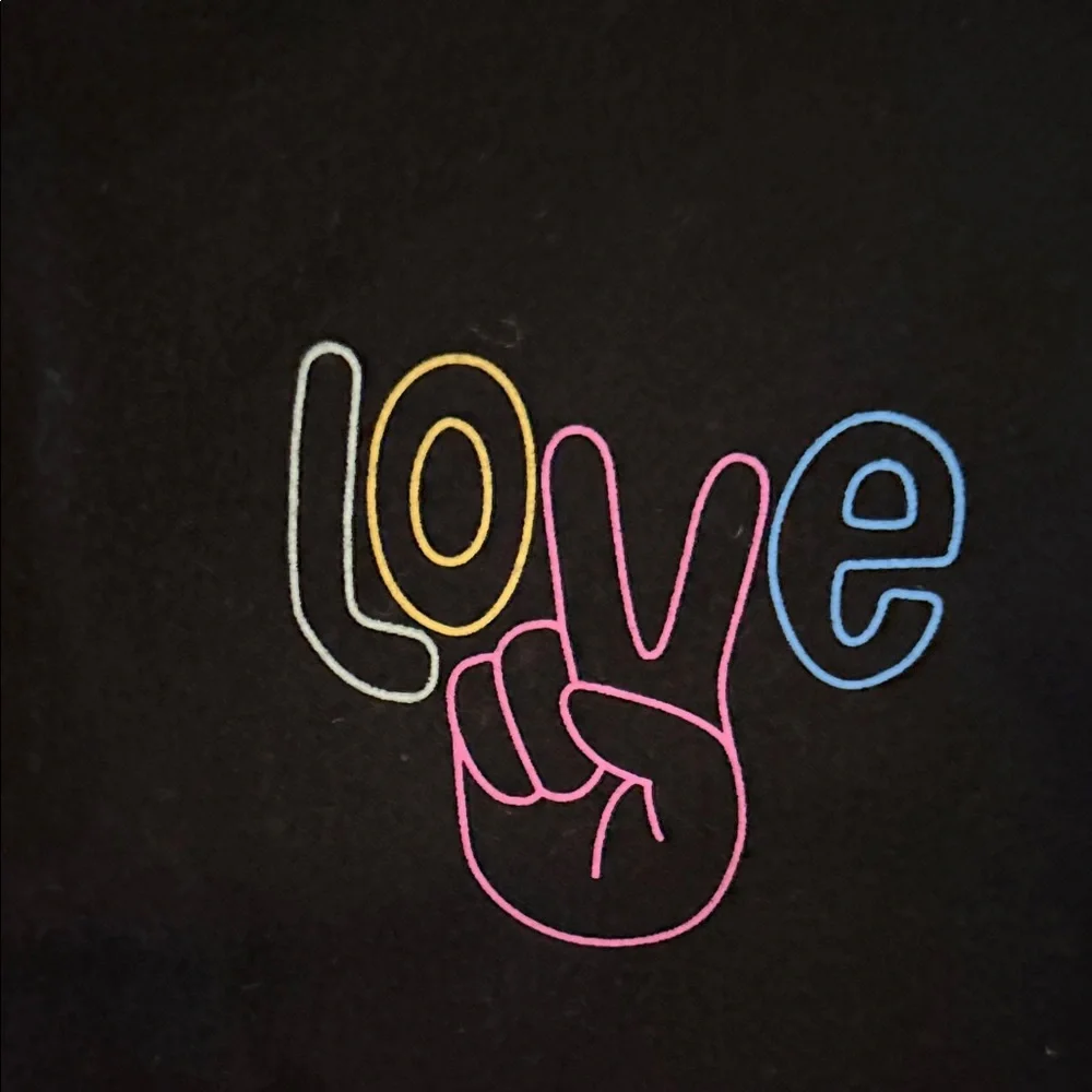 Cat & Jack Black Hoodie with Colorful Love Design